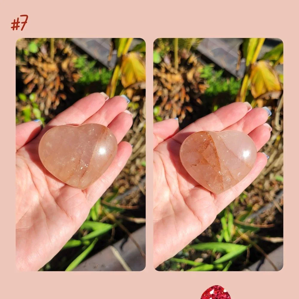 Fire Quartz Red Hematite in Quartz Crystal Hearts